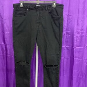 Men's Monfrere Black Distressed Skinny Jeans